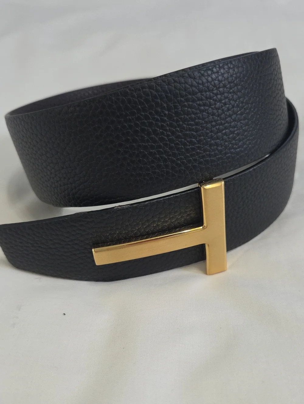 Tom Ford Reversible Brown Black Leather Belt Gold Buckle